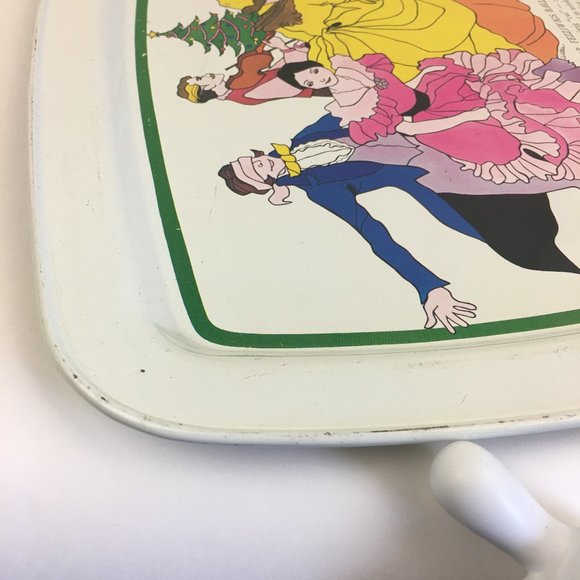 Vtg Christmas Carol Charles Dickens White Tin Tray‎ Decor Characters Holiday - Picture 8 of 9
